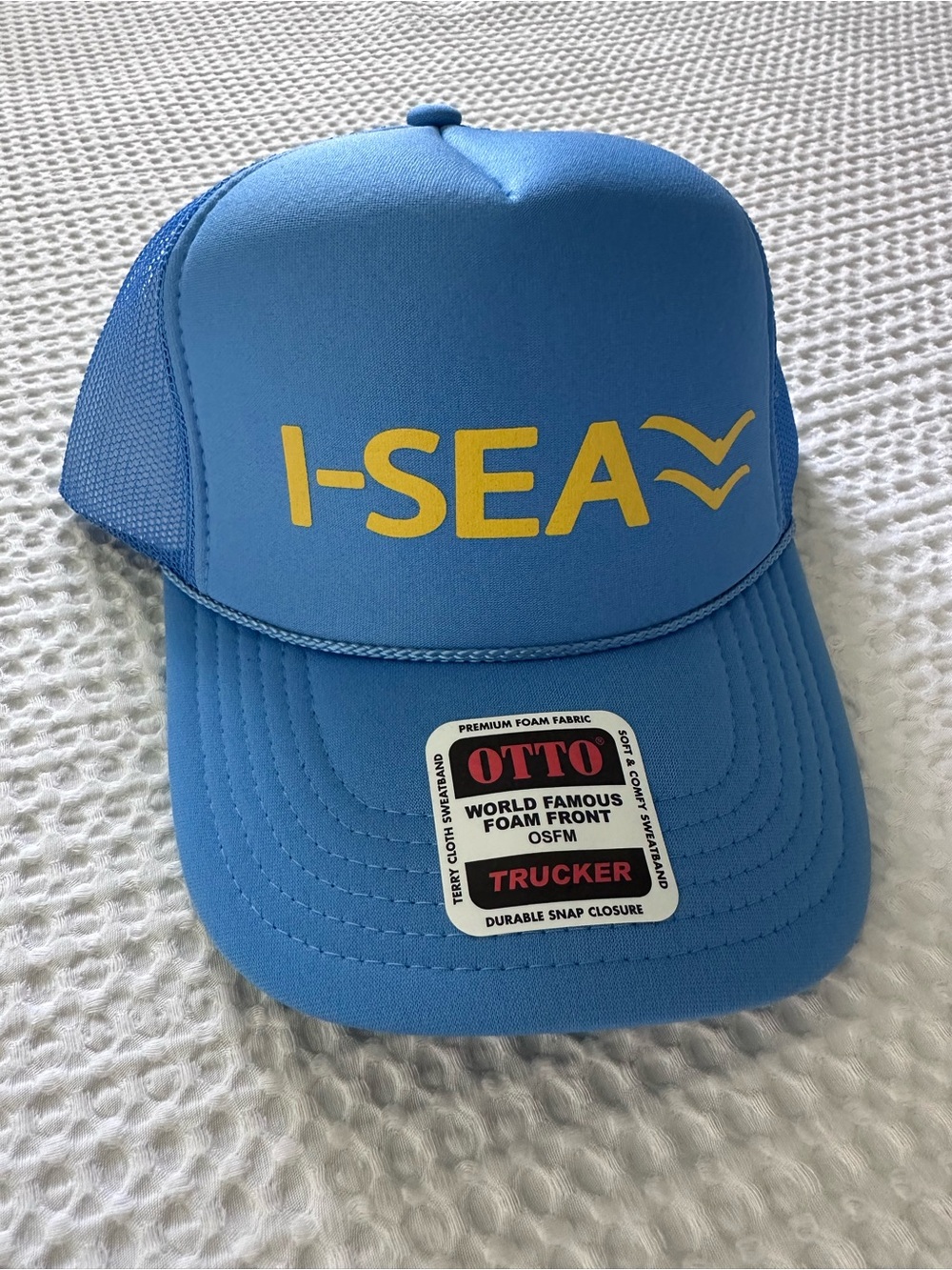 I-Sea Blue Trucker Hat with Yellow
